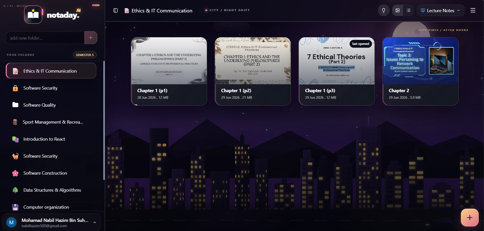 Notaday dashboard workspace overview